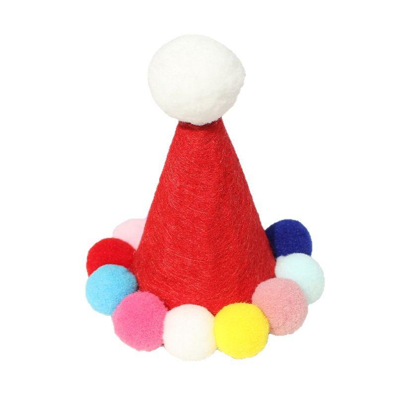 Pet Dog Cat Non-woven Hairball Christmas Hat Headwear Wool Toy Cat Dog Ornaments Pet Supplies
