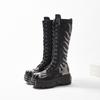 Женские ботфорты выше колена Новые ботинки-рыцари на шнуровке с высоким голенищем и увеличивающей рост платформой Панковская обувь Ретро стиль Ботфорты