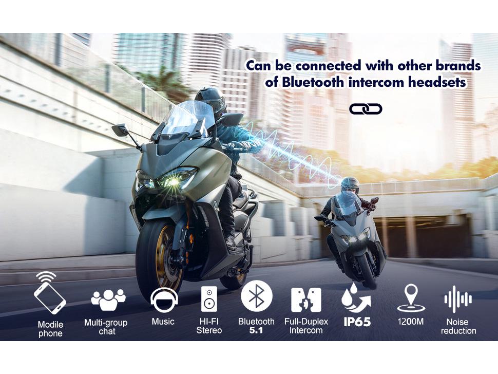 Xinowy V6 Pro Type-C Мотоциклетная Bluetooth-гарнитура для шлема с интеркомом для двух человек