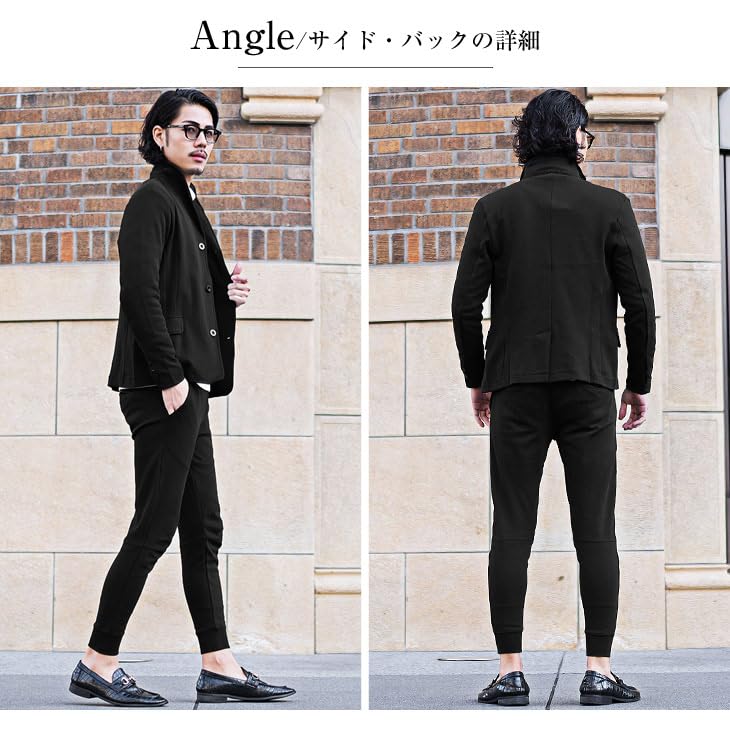 Комплект из толстовки, верха и низа, итальянский воротник, приталенный пиджак, воротник-стойка, узкие спортивные брюки, спортивные штаны Joker XL, угольный [Sam Dif] для мужчин