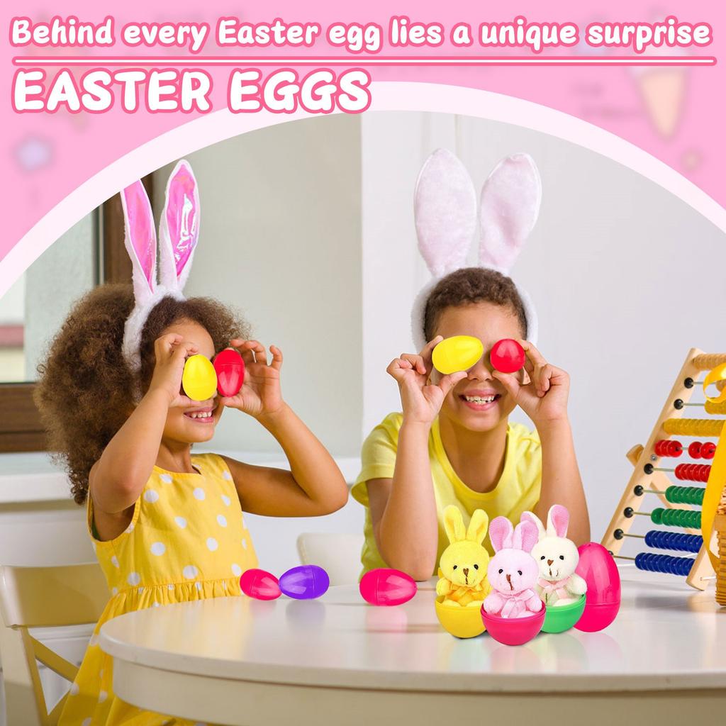 12 шт. наполненных пасхальных яиц, корзинок, наполнителей с куклами-кроликами, для мальчиков и девочек, пасхальные подарки, вечеринка, кукол-наполнителей