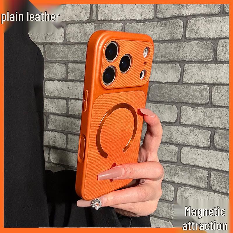 Чехол для телефона Apple 17 Pro Max: Магнитная текстурная кожа под деним для iPhone 16 с защитой большого окна.