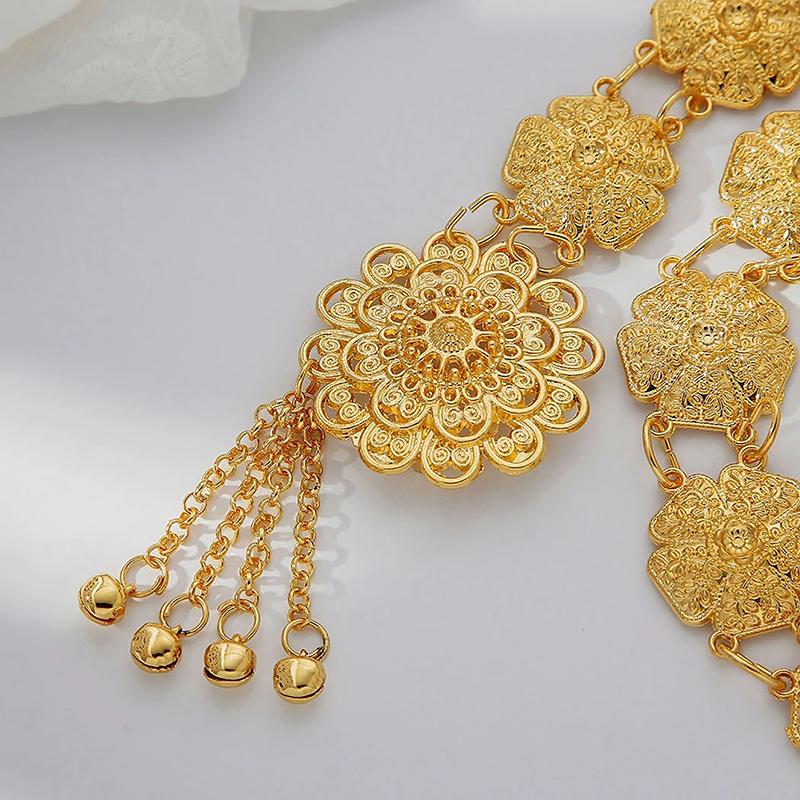 Ретро этнический стиль колокольчик цветок простая одинарная круглая цепочка на талию женские цепочки для тела цепи для танца живота декоративный металлический пояс