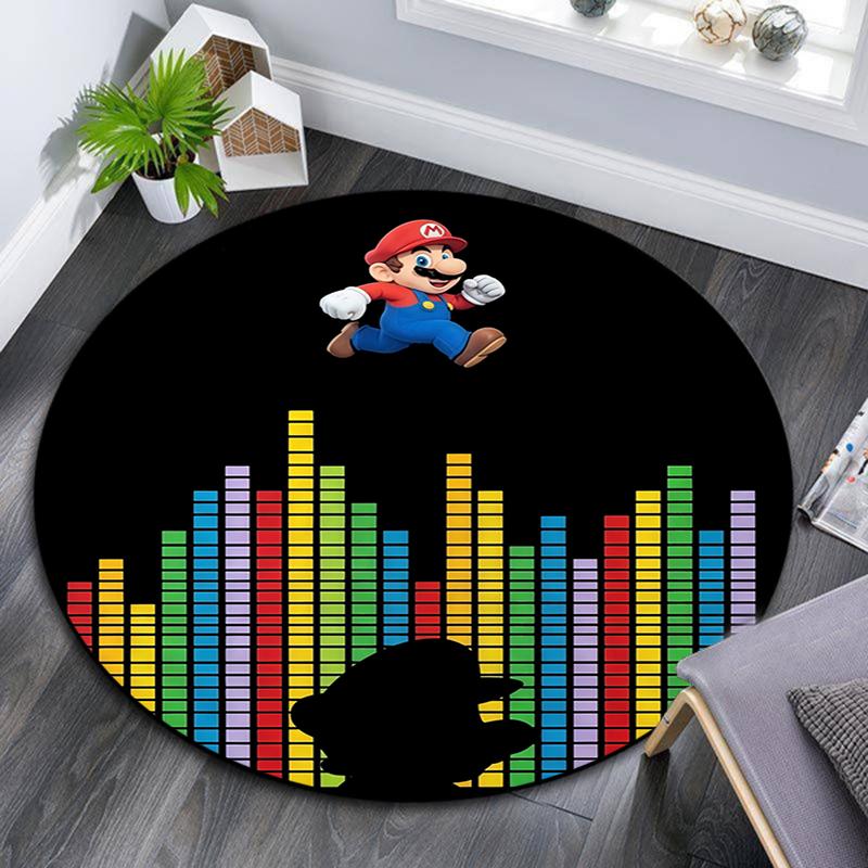 Mario pattern round rug,Carpet Rug for Living Room Bedroom Playroom ,Non-slip Floor Mat,Holiday Gifts and Birthday Gifts.