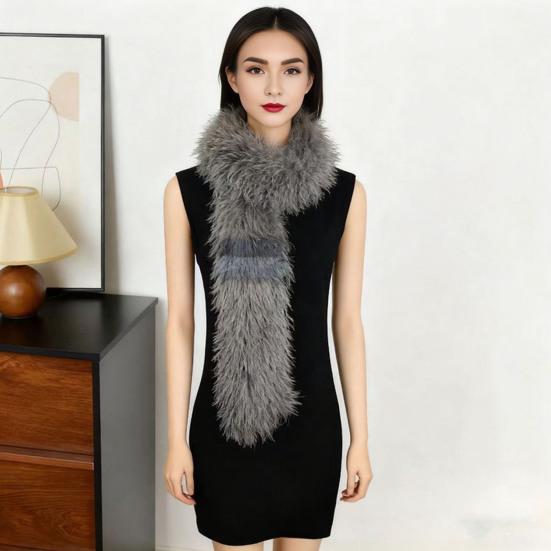 Yousheng Winter Scarf Solid Color Thickened Plush Soft Thick Warm Extra Long Scarf Winter Outdoor Imitation Fur Neck Warmer