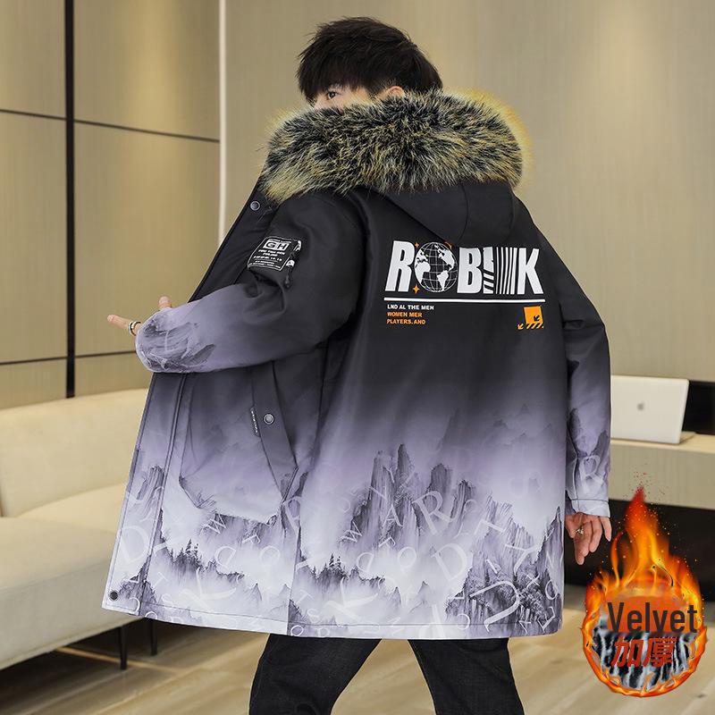 Зимняя мужская куртка из плотного хлопка с капюшоном 2023 года