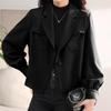 Женская повседневная куртка с длинным рукавом, корейский пиджак, топ, универсальная куртка, свободный укороченный плащ