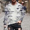 Long Sleeved Round Neck T-shirt 3D Digital Printed Men's Plus Size Long Sleeved T-shirt for Spring Autumn Men's Wear