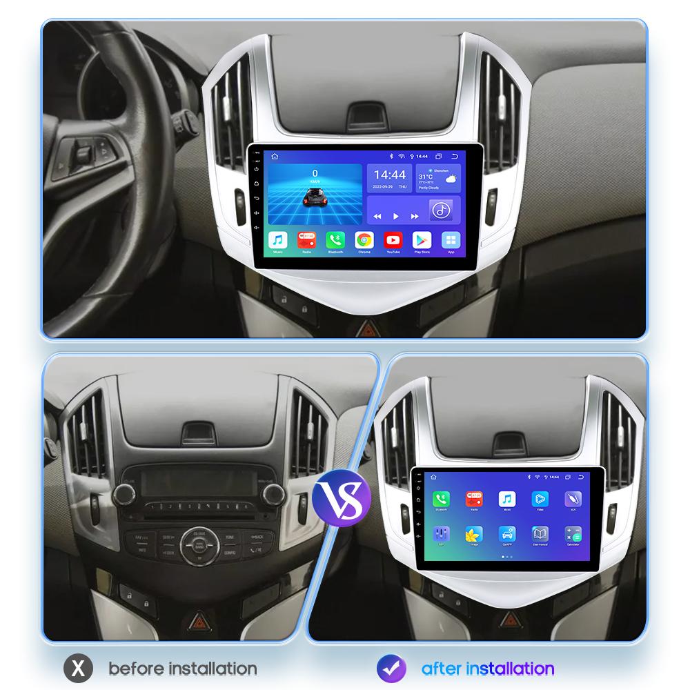 Hizpo 4G-LTE 9-дюймовый Android 12 Автомобильный радиоприемник для Chevrolet Cruze J300 J308 2012-2015 Мультимедийный плеер GPS 2Din Carplay Авто Стерео Bluetooth SWC Головное устройство