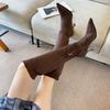 F868-1 Over-knee Boots Women's 2025 Autumn and Winter New Suede Pointed Thin Heel High Heel Folded Pile Boots Women's Boots