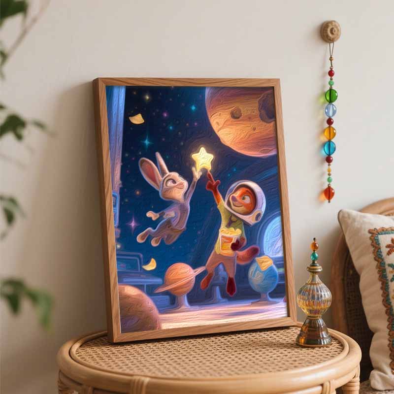 Disney digital oil painting art painting space adventure animal astronaut handmade diy home decorations