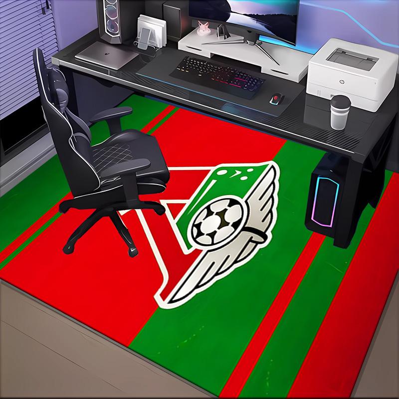 Green And Red Soccer Emblem Printed Office Carpet Chair Cushion Entryway Rug, Rugs for Living Room, Bedroom Christmas gifts
