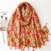 2023 Spring/Summer Sweet Style Cartoon Cherry Cotton Linen Scarf for Women