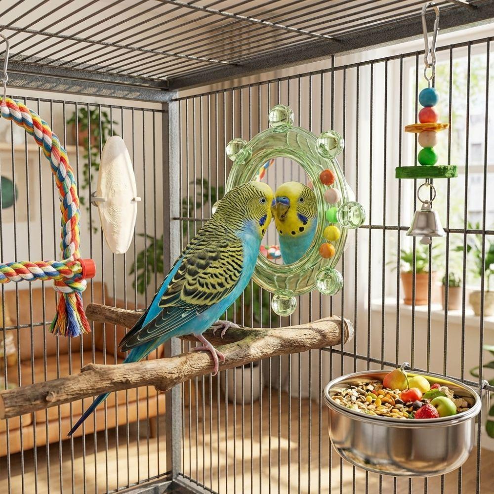 Wear-Resisting Bird Mirror Perch Colorful Ball Bird Flying Saucers  Bird Supplies