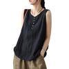 Women Summer Vest Round Neck Sleeveless Buttons Decor Tank Tops Solid Color Loose Fit Thin Camisole Streetwear