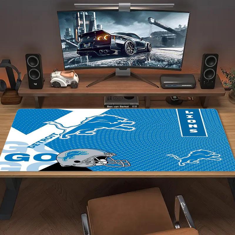 Detroit Lions Logo Color Mouse Pad Large Gaming Table Cushion Non-slip Laptop Tablet Big Mousepad XXL Mat Mini PC Playmat With Lock edge