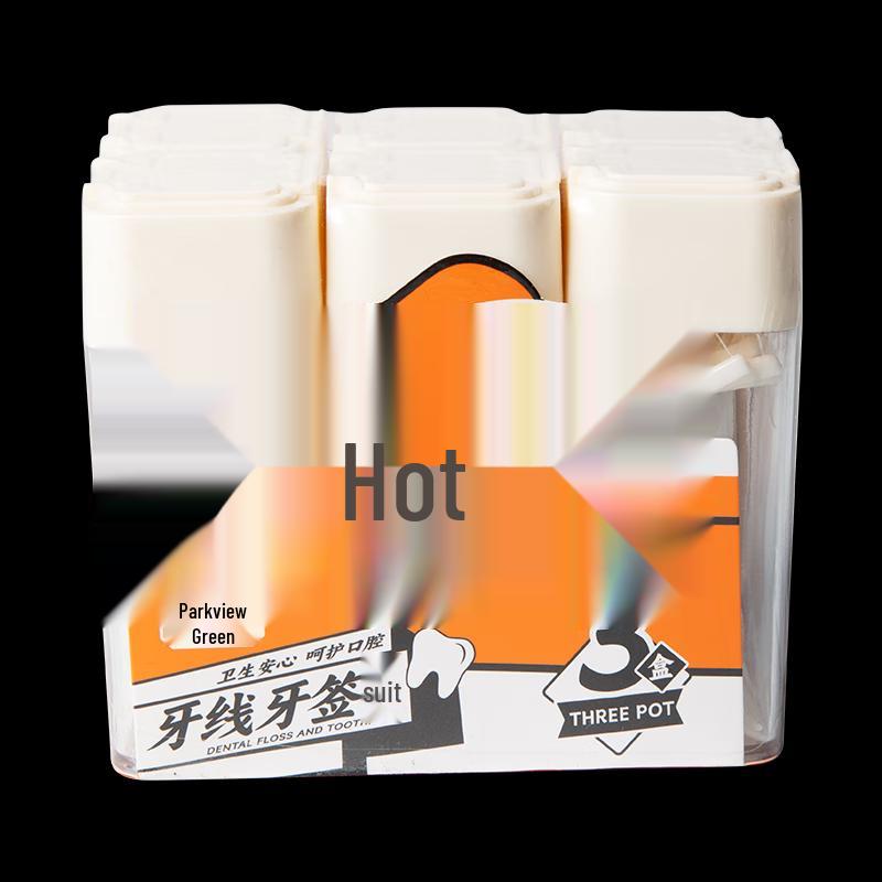 Fangcaodi Portable Disposable Toothpick & Floss Set, 3 Boxes