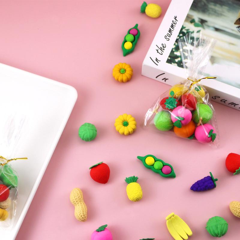 10 шт. мультяшный милый фруктовый резиновый ластик креативная новинка канцелярские принадлежности мультяшный кавайный мини резиновый школьные принадлежности детские подарки