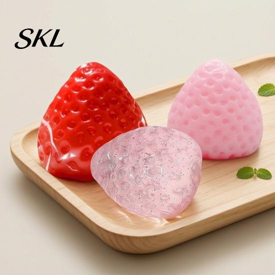 Mind Relaxation Squeeze Ball Strawberry Toy, Stress Relief for Adults Soft TPR Fruit And Irritability Reducer Fidget Portable Focus Enhancer
