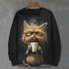 Funny Men's Sweatshirt Abstract Cartoon Cat 3d Print Long Sleeve T-Shirt Mens Clothing Top Oversized Sweatshirts For Men Hoodies