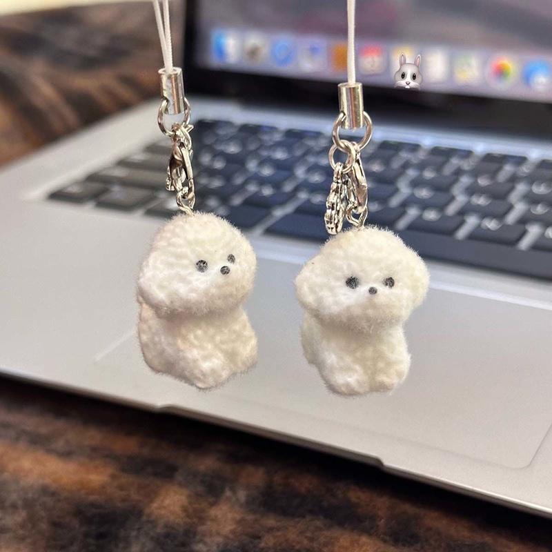 3D Флокирование Милый Подвеска в виде Животного Телефонный Шнур Подвесной Брелок Брелки Аксессуары Для Сделай Сам Подарки Для Девочек