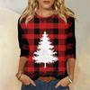 Рубашки с рукавом 3/4 для женщин Милые рождественские принты Графические футболки Блузки Повседневные Большие размеры Базовые топы Пуловеры