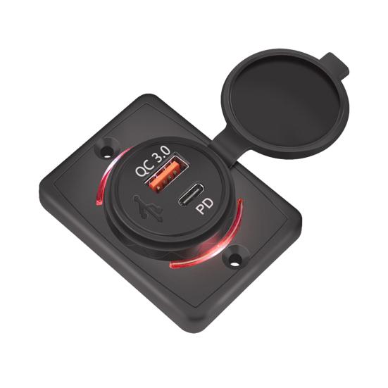 Автомобильное зарядное устройство 48 Вт с двумя портами PD Настенная USB-зарядная станция для телефонов, планшетов Универсальный автомобильный адаптер для быстрой зарядки 12 В-24 В для лодки, внедорожника, квадроцикла, автодома