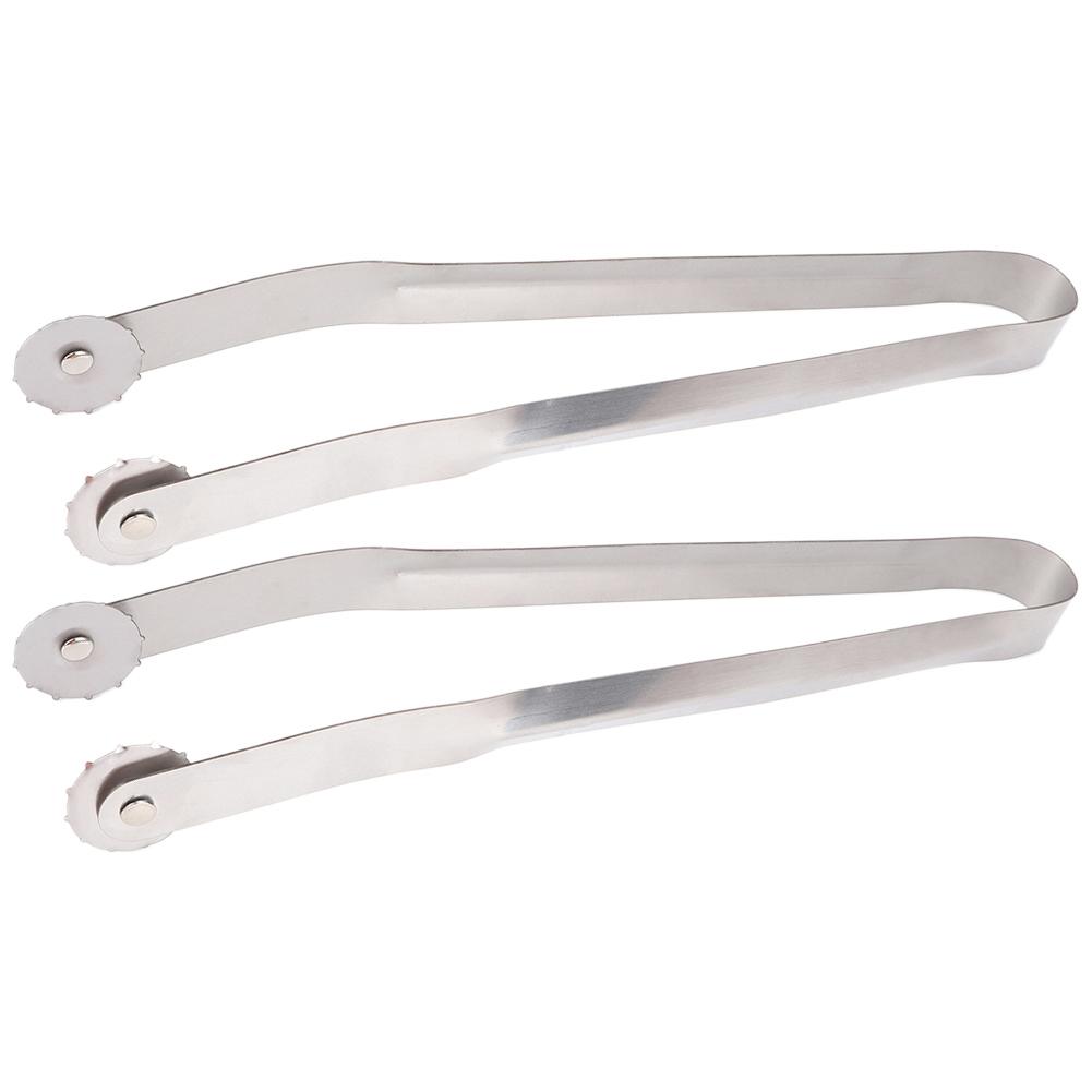 2-10pcs BBQ Sausage Turning Tongs Kitchen Hot Dogs Cooking Clip Stainless Barbecue Long Handle Tongs for Flipping Bacon Steak