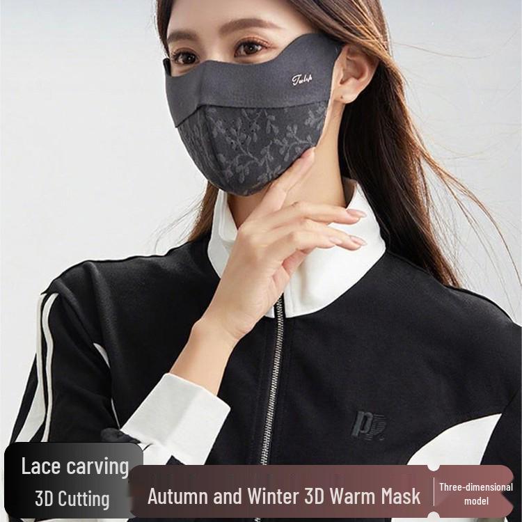 Женская маска с 3D-контурной резьбой - Ветрозащитная, морозостойкая для осенне-зимнего велоспорта