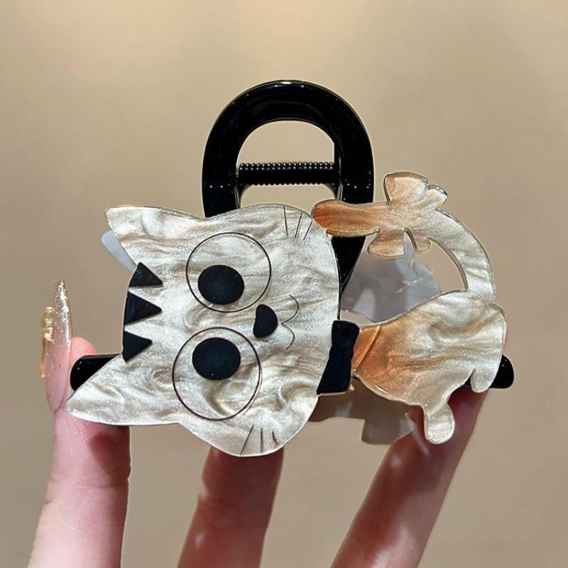 Cute Kitty Claw Clip for Women, 2025 New Model, High-End Shark Clip Hair Clip Back of Head Hair Accessory.