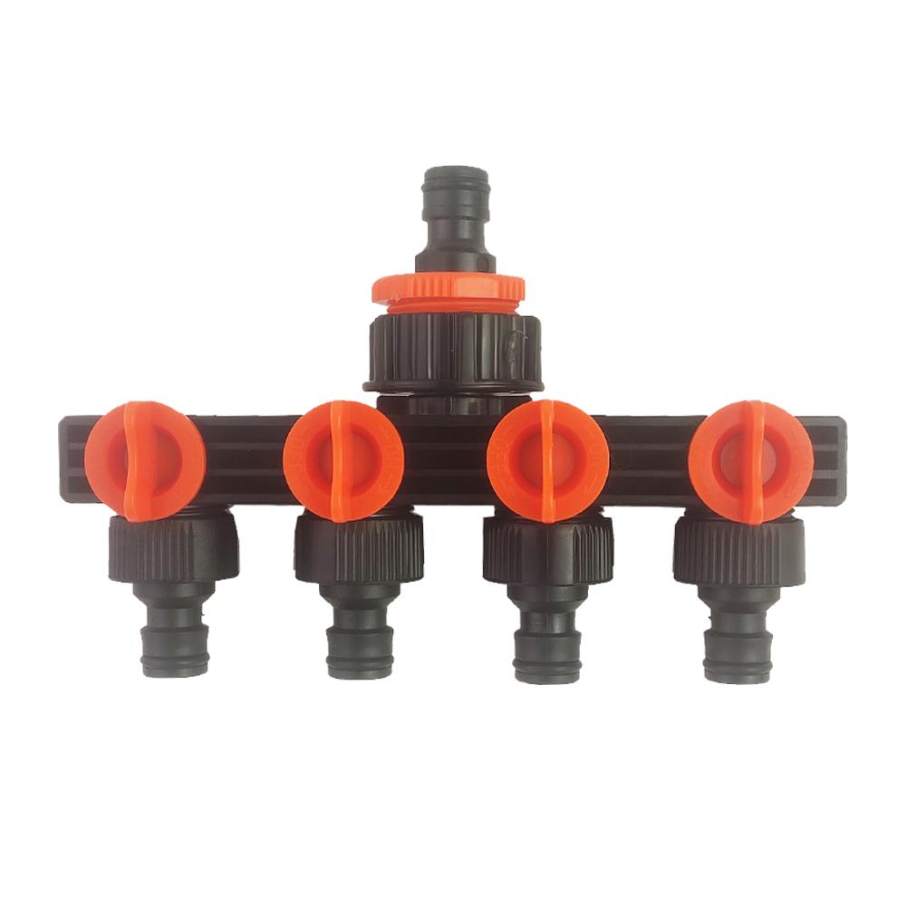 4-канальный садовый водопроводный кран, разветвитель воды, 1/2" 3/4", внутренняя резьба, соединитель для садового шланга, четыре независимых переключателя для полива газона дома
