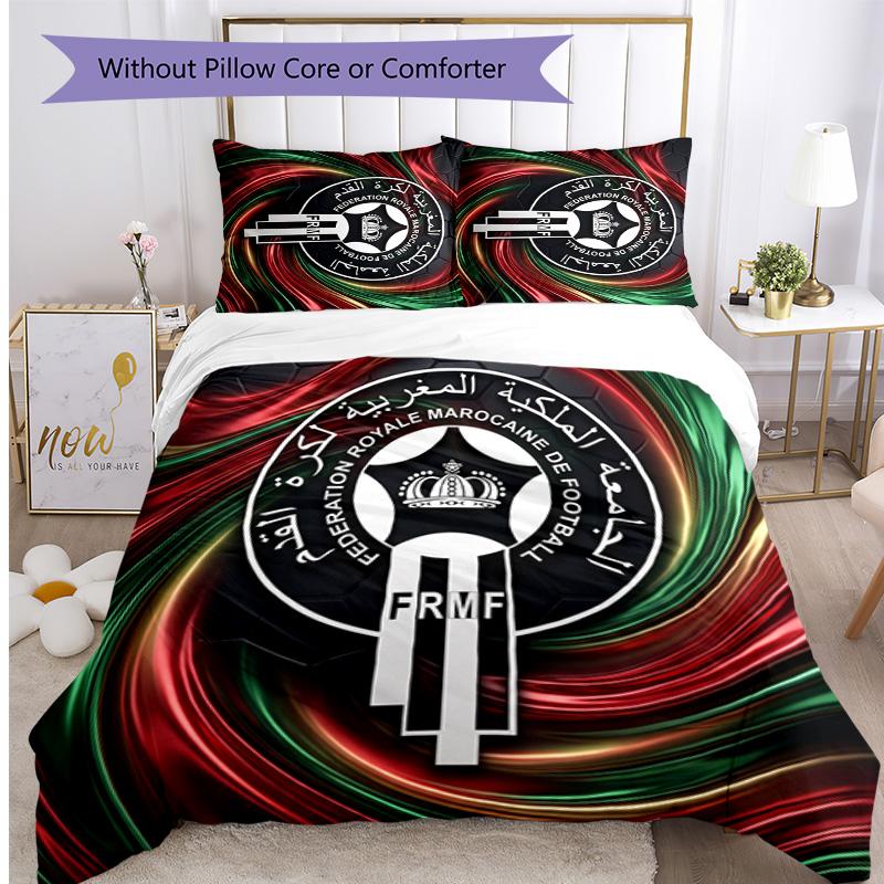 Morocco Football Printed Bedding 3 Piece Set Cozy Breathable Bed Cover Set as Housewarming Holiday Gift