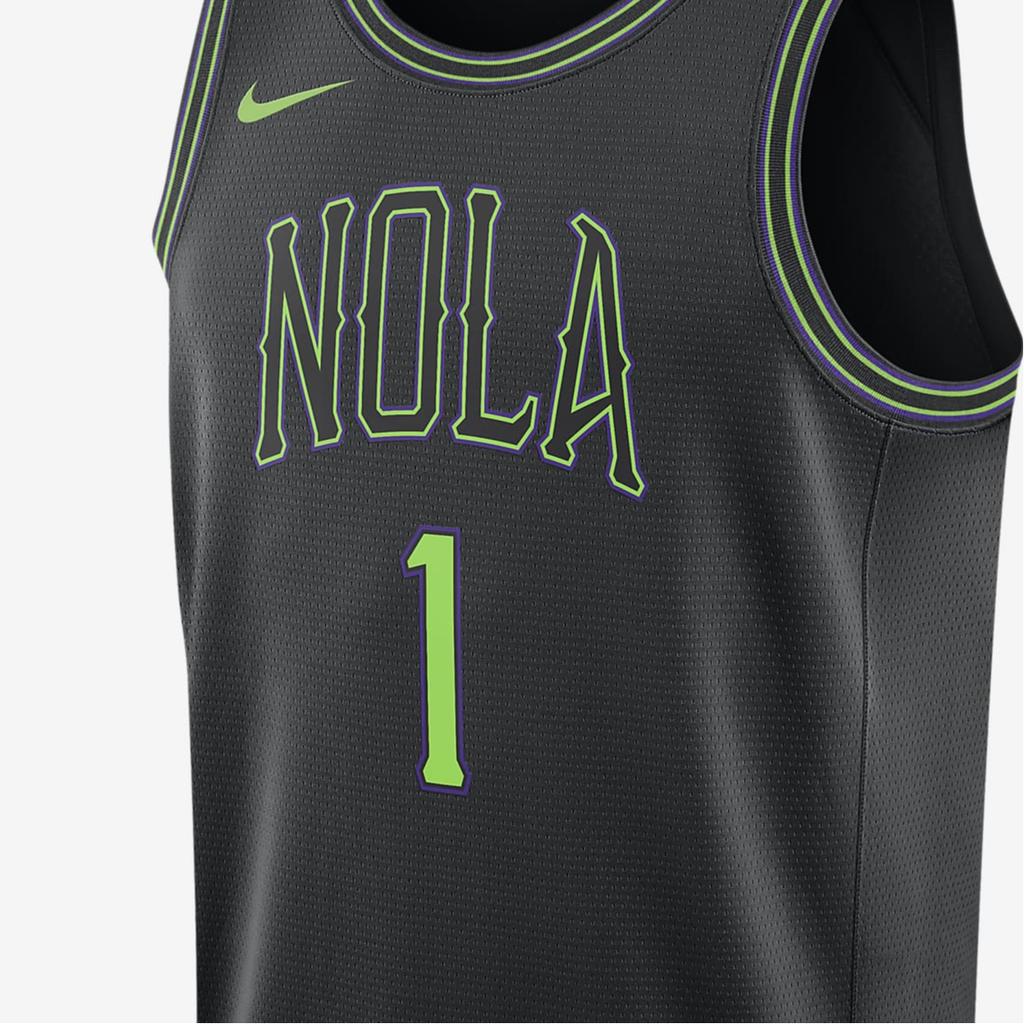 Nike N.O. Баскетбольная майка Pelicans Zion Williamson City Edition 2023/24 №. 1 мужские топы черного цвета DX8511-012