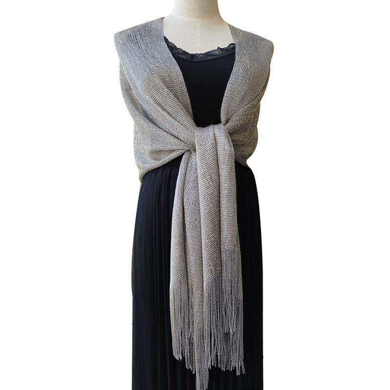 Gold and Women Fashion Wraps Evening Dress Shawl Shawl Flat Scarf Dance Silver Silk