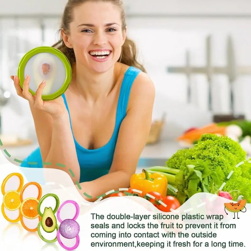 Силиконовый контейнер для хранения продуктов с двухсторонней крышкой, мини-органайзер для холодильника для фруктов, овощей, для сохранения свежести, кухонный бокс