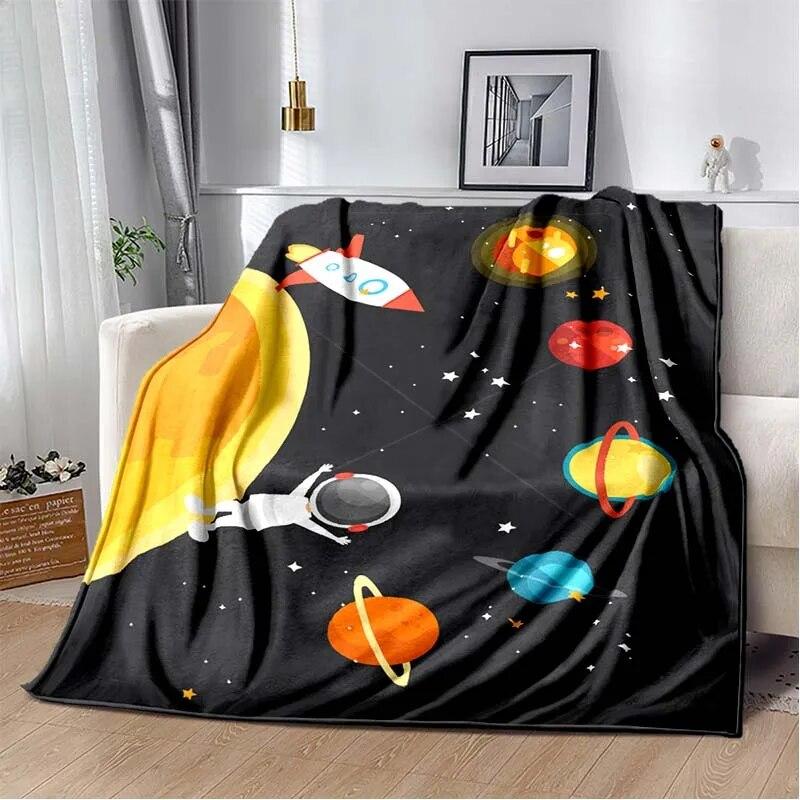 Фланелевое одеяло с 3D принтом космических животных, универсальное праздничное подарочное одеяло, теплые и мягкие одеяла на все сезоны