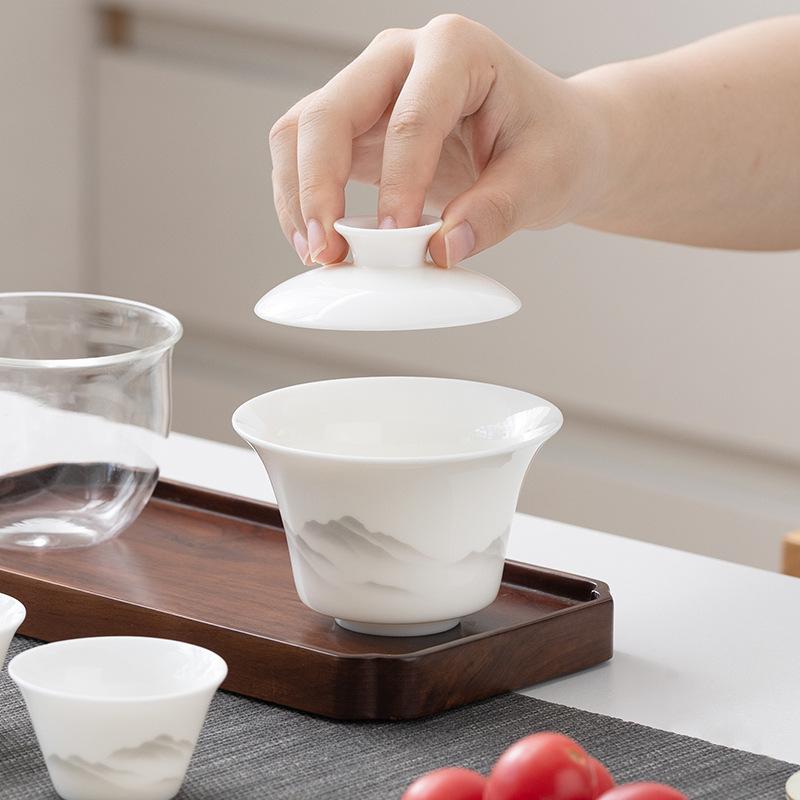 Suet Jade Porcelain Portable Travel Tea Set Souvenir Business Company Mid-Autumn Festival Gifts