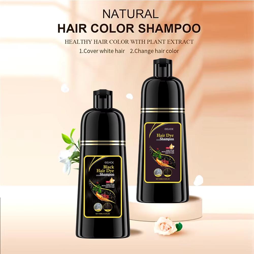 EELHOE Black Hair Dye Shampoo 3 в 1 Growth Clean Hair Darkening Deep Nourishing Black Hair Dye Shampoo Natural Organic Herbal
