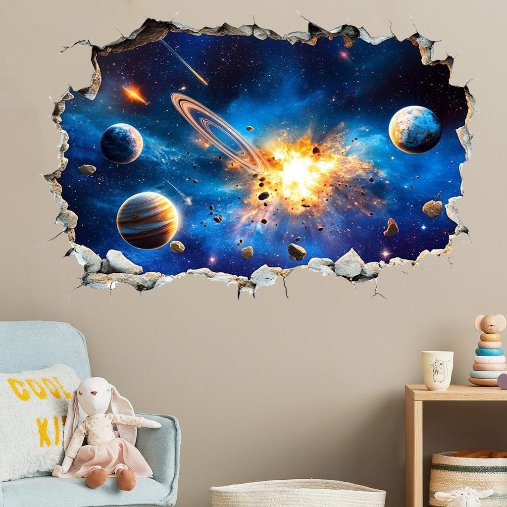 Креативная наклейка на стену «Разрушенная планета», съемный самоклеящийся декор для фона для спальни, гостиной, украшения дома