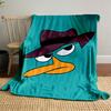 A cartoon duck face wearing a brown hat with a focused expression. for all seasons blanket lunch break throw gift
