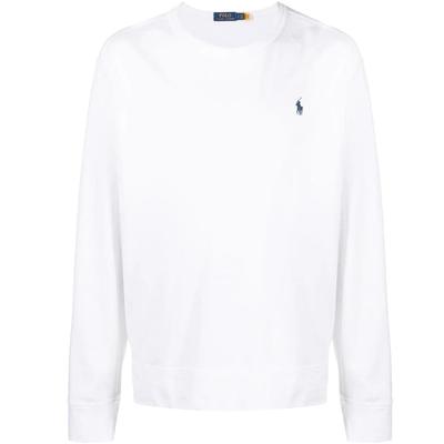 Polo Ss23 однотонный мужской свитер с длинным рукавом и вышитым логотипом, белый 710899996-002