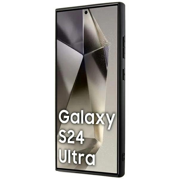 Dkny Кожаный чехол с монохромной полосой и металлическим логотипом для Samsung Galaxy S24 Ultra - черный