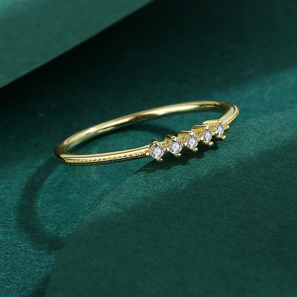 Simple Sterling Silver Women's Jewelry Single Row Diamond Couple Ring for Women Original S925 Sterling Silver Engagement Wedding Gift Jewelry