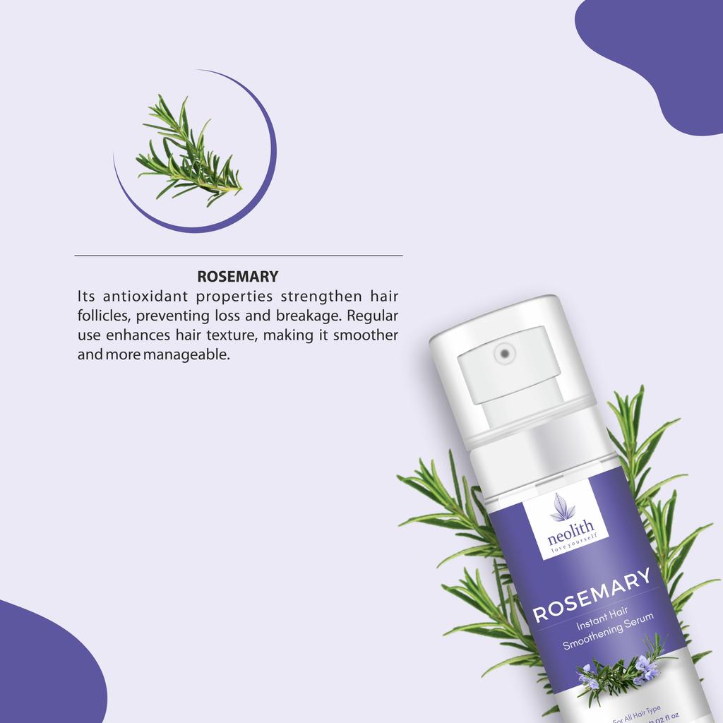 Neolith Сыворотка для мгновенного разглаживания волос с розмарином | Увлажняйте и разглаживайте пряди волос | 60 мл