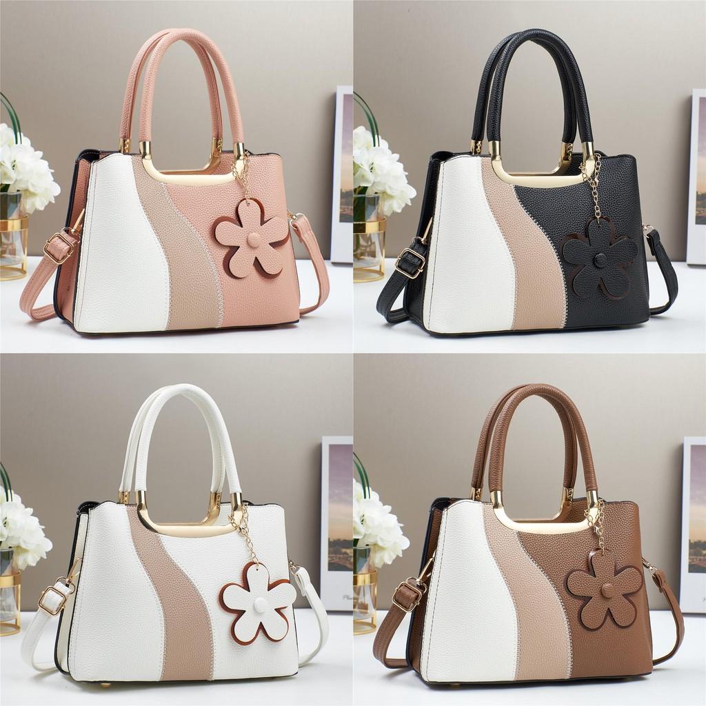 Сумка из искусственной кожи с цветными блоками и карманами на молнии для повседневного использования