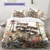 Raccoon and Flowers Pattern Bedding Home Decoration Birthday Gift (1 * duvet cover + 2 * pillowcase, without core)