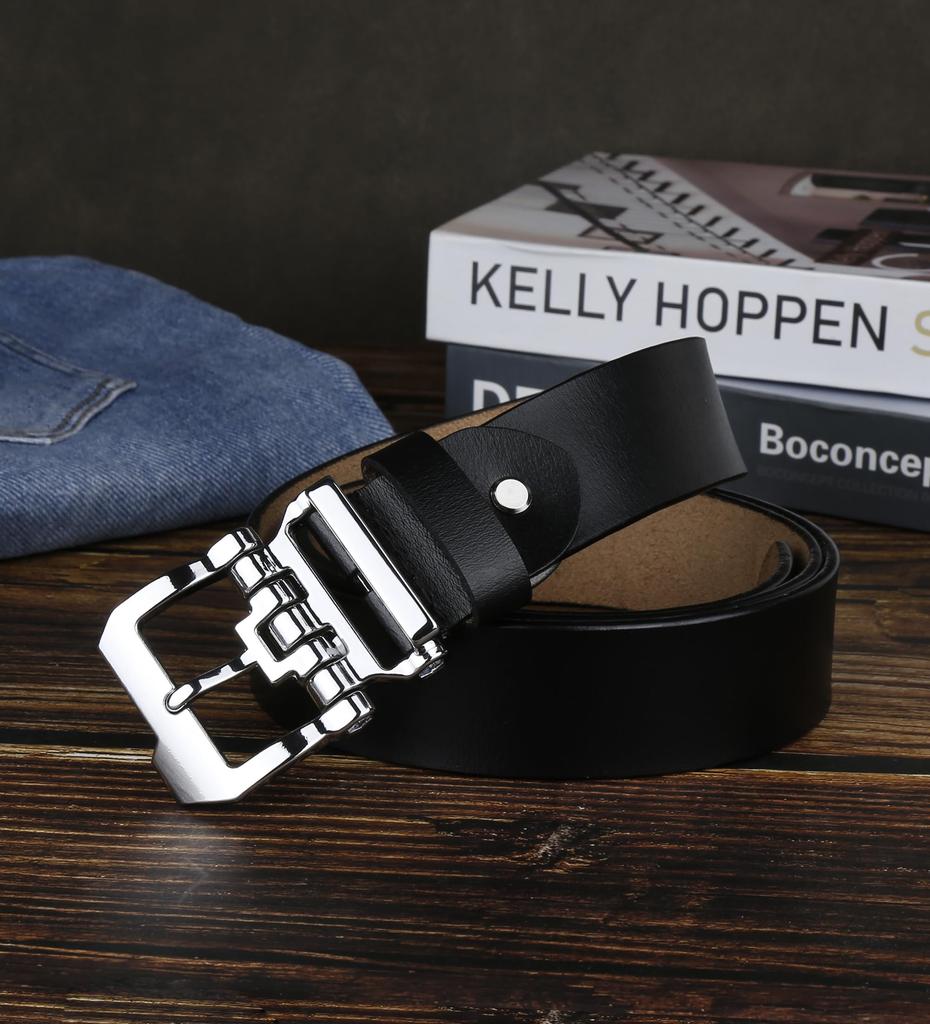 Plus Genuine Leather Stylish Casual Jeans Work Brown Regular and Large Sizes Length Black [JingHao] Men's Belt, Sizes, Belt, Belt, Belt, & Black,