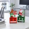 Rustic Holiday Ornament Christmas Countdown Blocks, Days Until Wooden Desk Ornament, Cute Winter Home Accents Santa Snowman Reindeer Advent