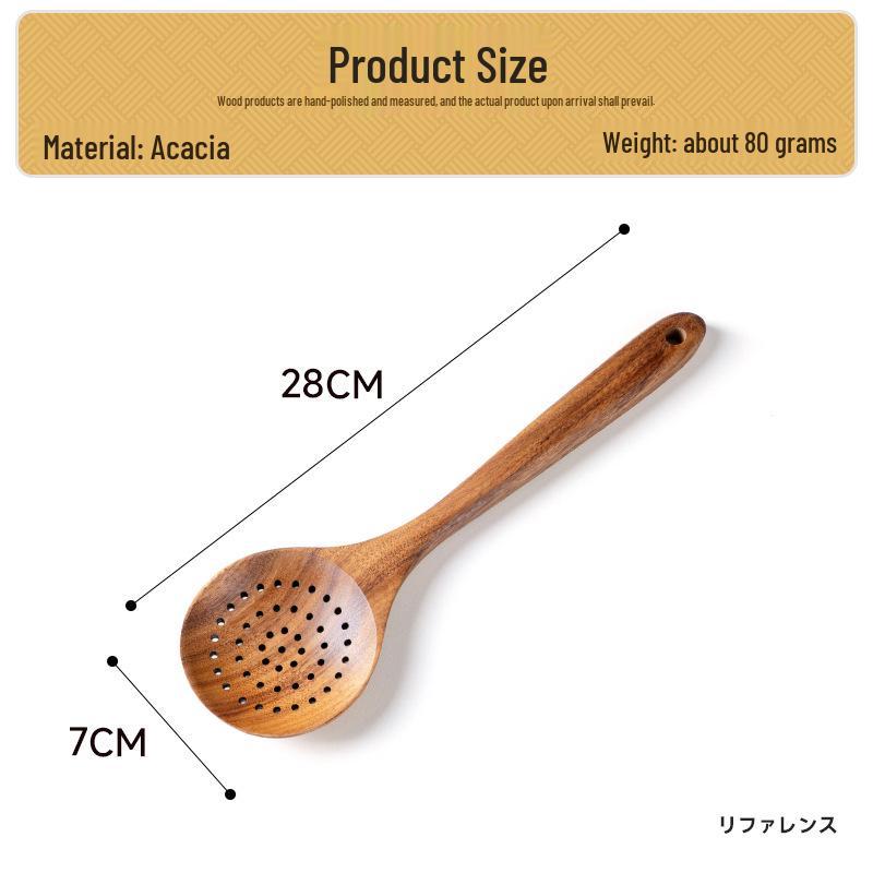 Набор кухонной утвари из тикового и акациевого дерева: Лопатка с длинной ручкой и большая суповая ложка