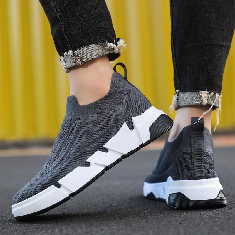 Men's Shoes 2025 Spring New Fly-woven Breathable Sports Shoes One-pedal Lazy Shoes Men's Casual Shoes Socks Shoes